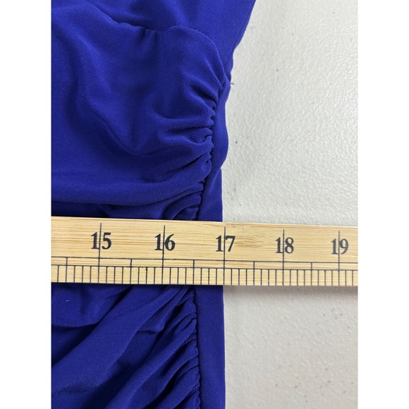 LAUREN Ralph Lauren CANNES BLUE Ruched Side Sleeveless Dress 14 Bodycon Cocktail - Picture 6 of 8
